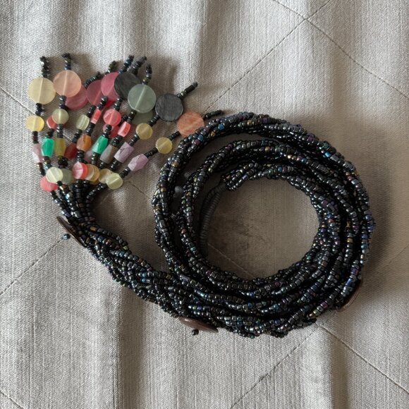 Vintage Beaded Braided Hip Belt Size L-0X - Picture 2 of 7